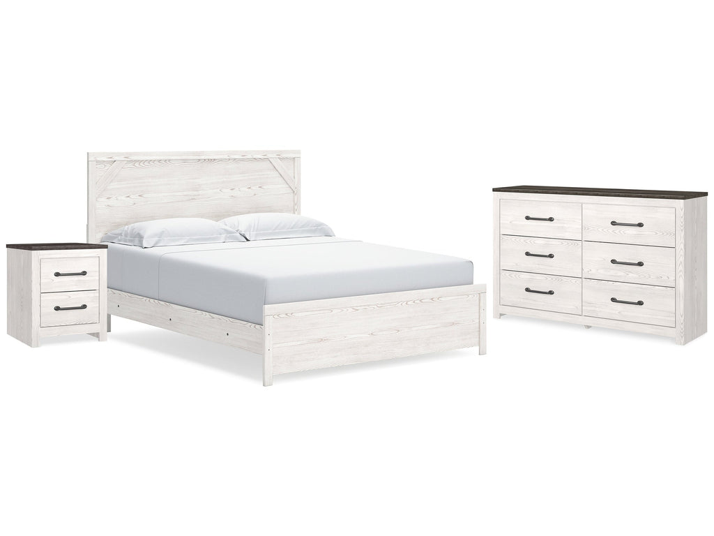Gerridan White/Gray King Panel Bedroom Set with Dresser and Nightstand