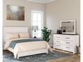 Gerridan White/Gray Queen Bed with Mirrored Dresser and Nightstand