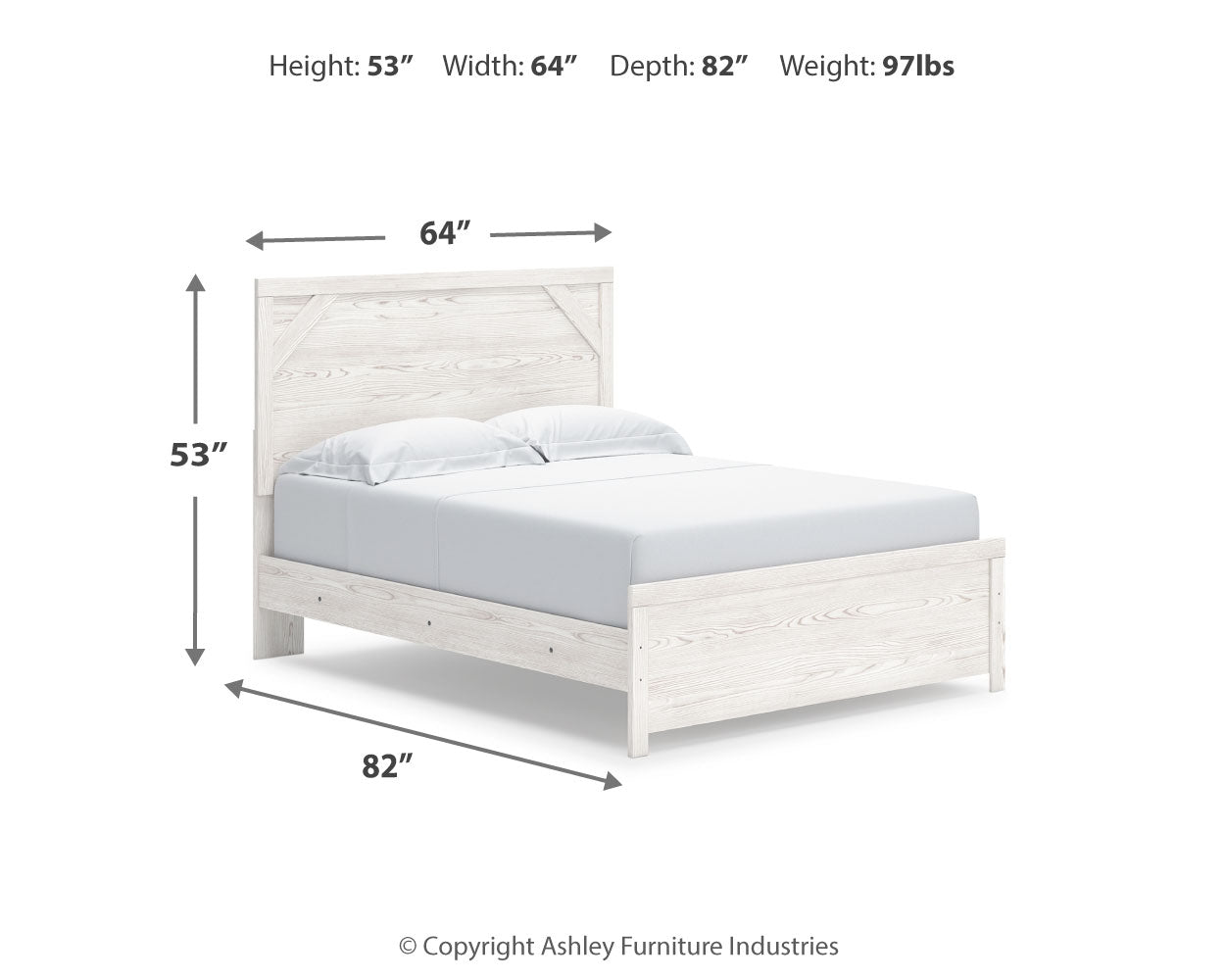 Gerridan White/Gray Queen Bed with Mirrored Dresser and Nightstand