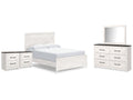 Gerridan /Gray Queen Panel Bed, Dresser, Mirror and 2 Nightstands, White