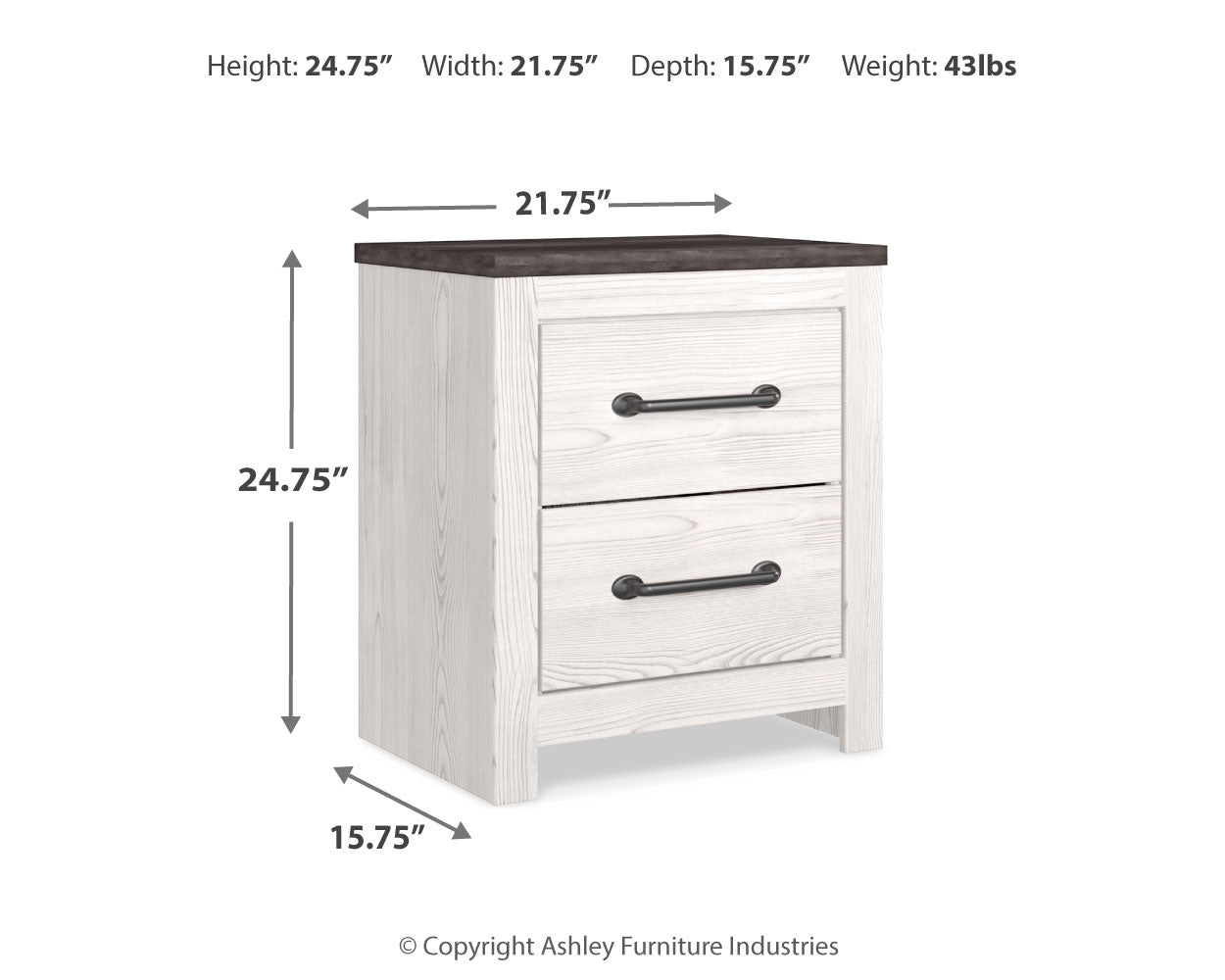 Gerridan /Gray Queen Panel Bed, Dresser, Mirror and 2 Nightstands, White