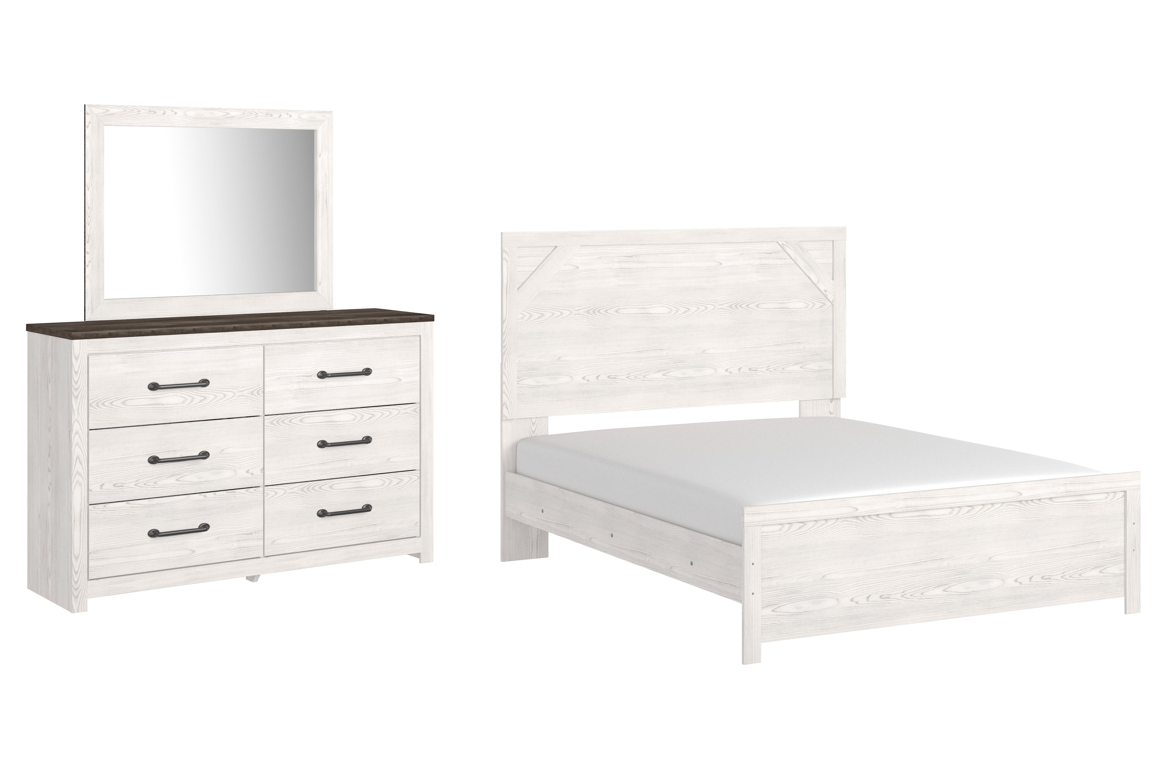 Gerridan White/Gray Queen Panel Bed, Dresser and Mirror