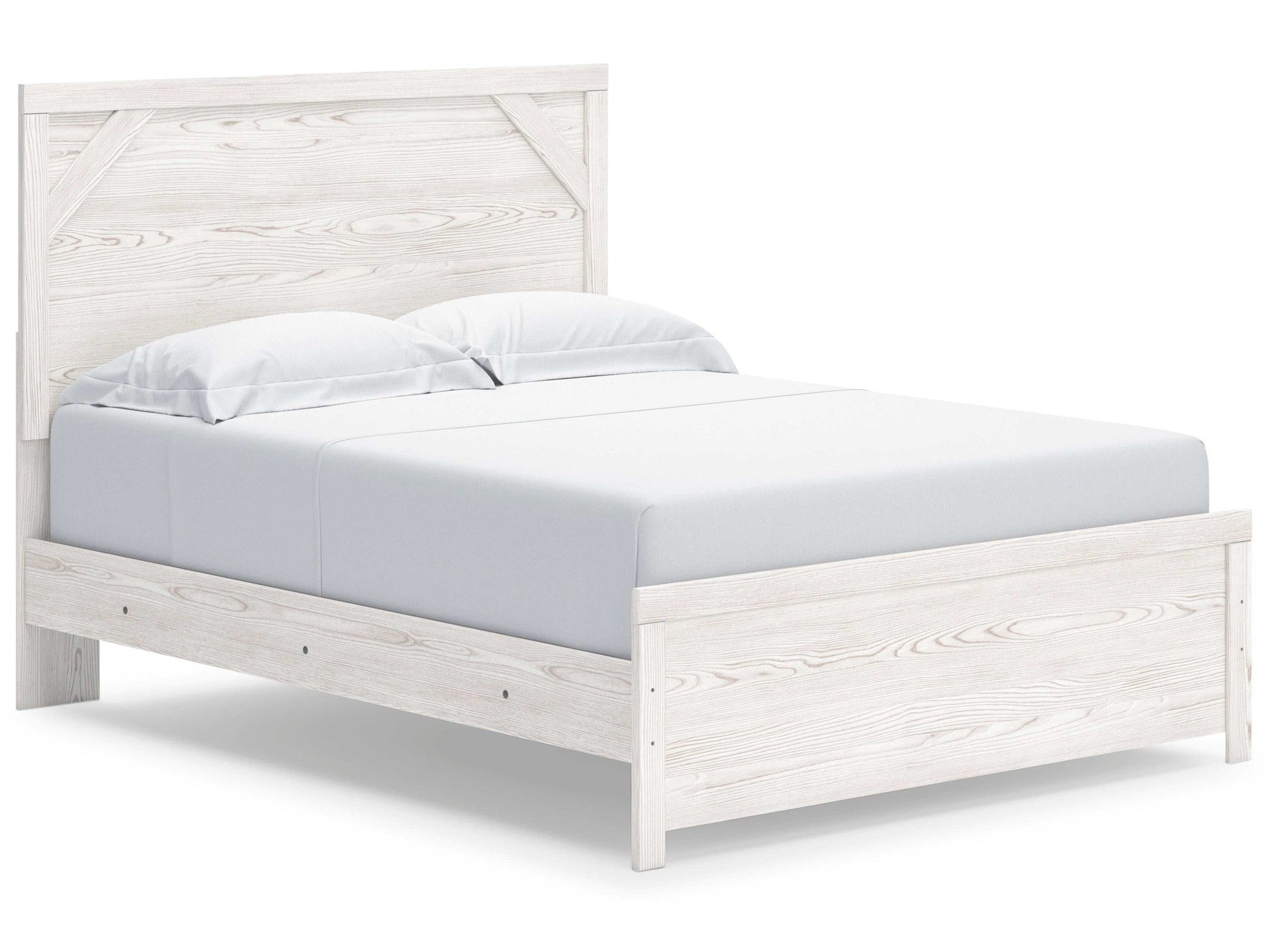 Gerridan White & Gray Queen Panel Bed Frame