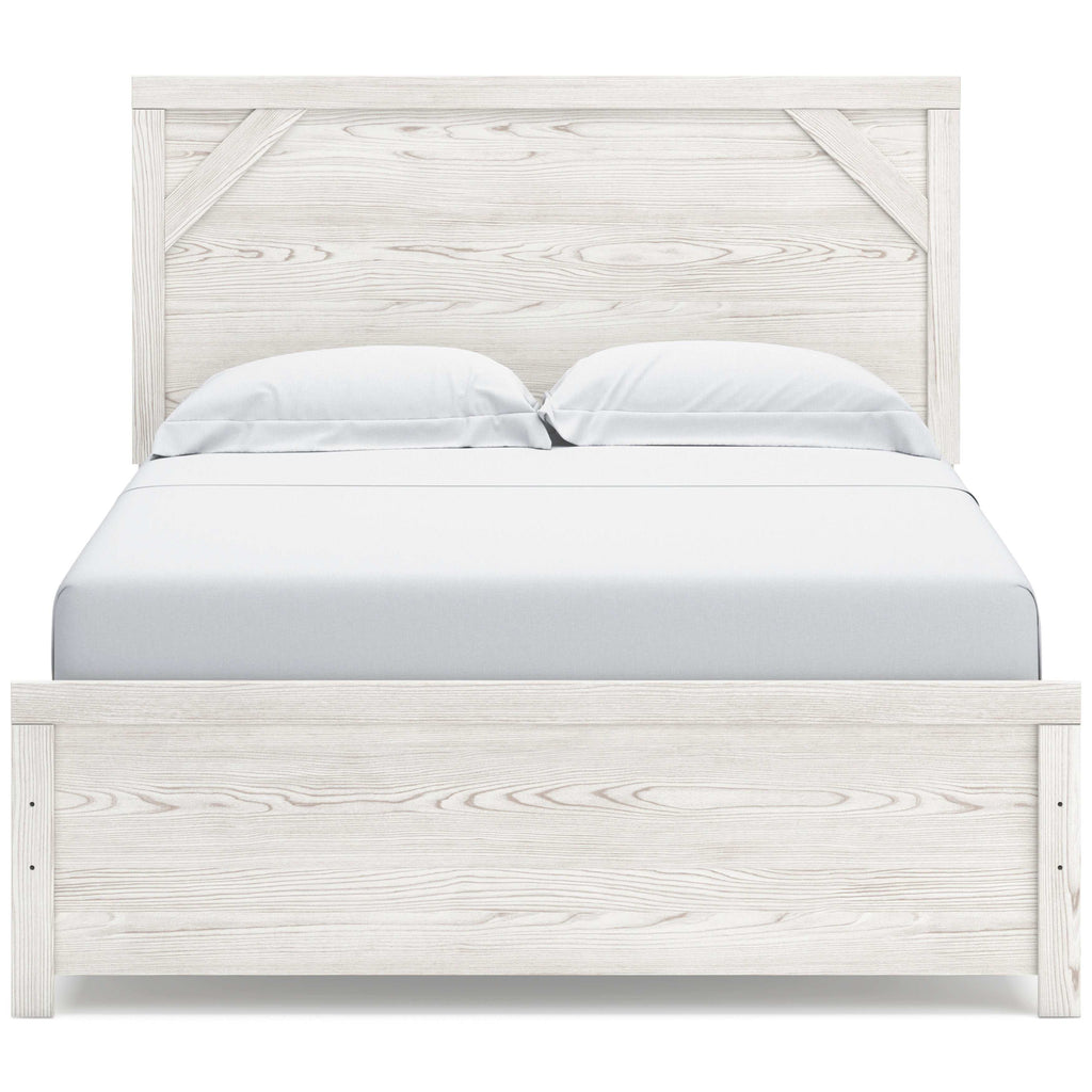 Gerridan White & Gray Queen Panel Bed Frame