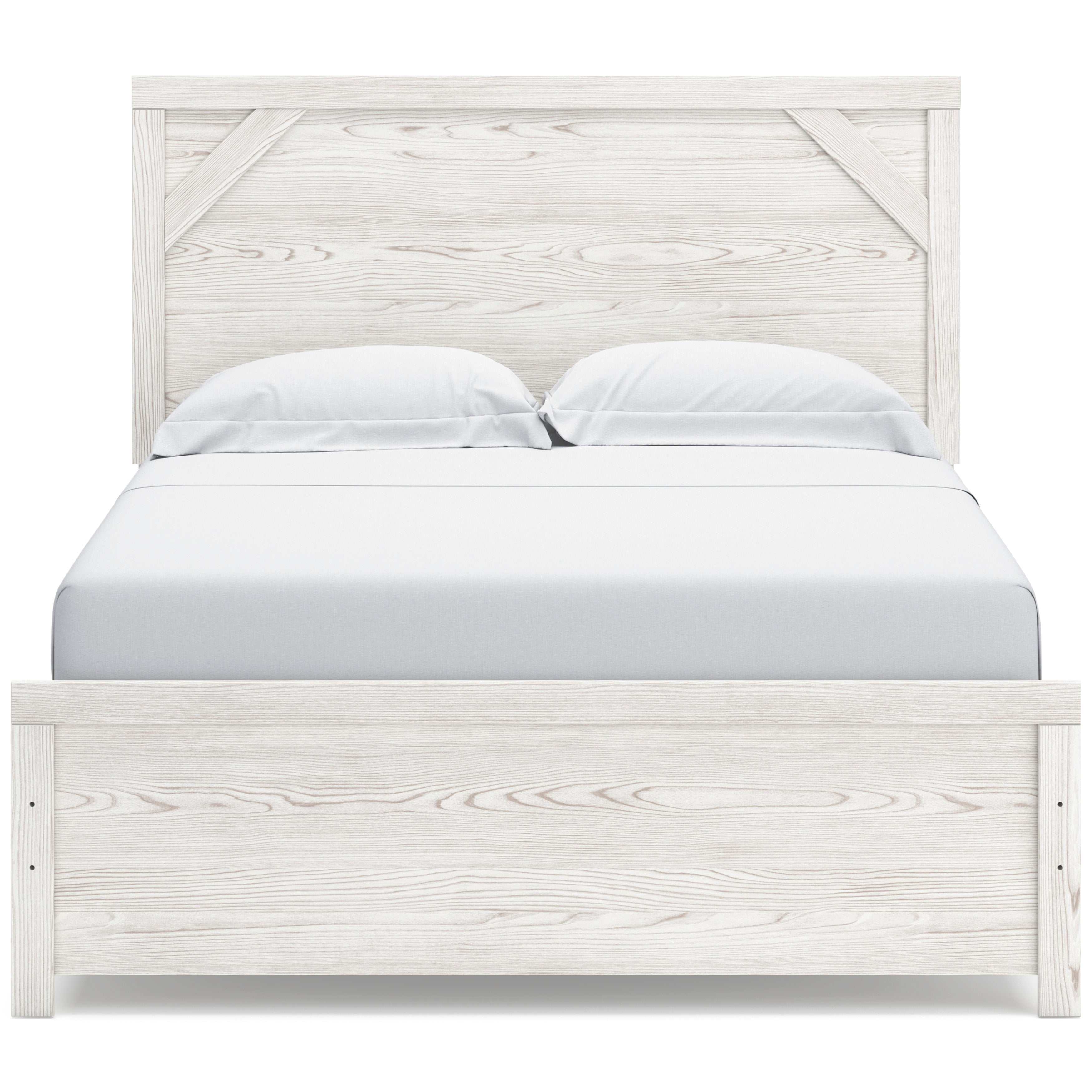 Gerridan White & Gray Queen Panel Bed Frame