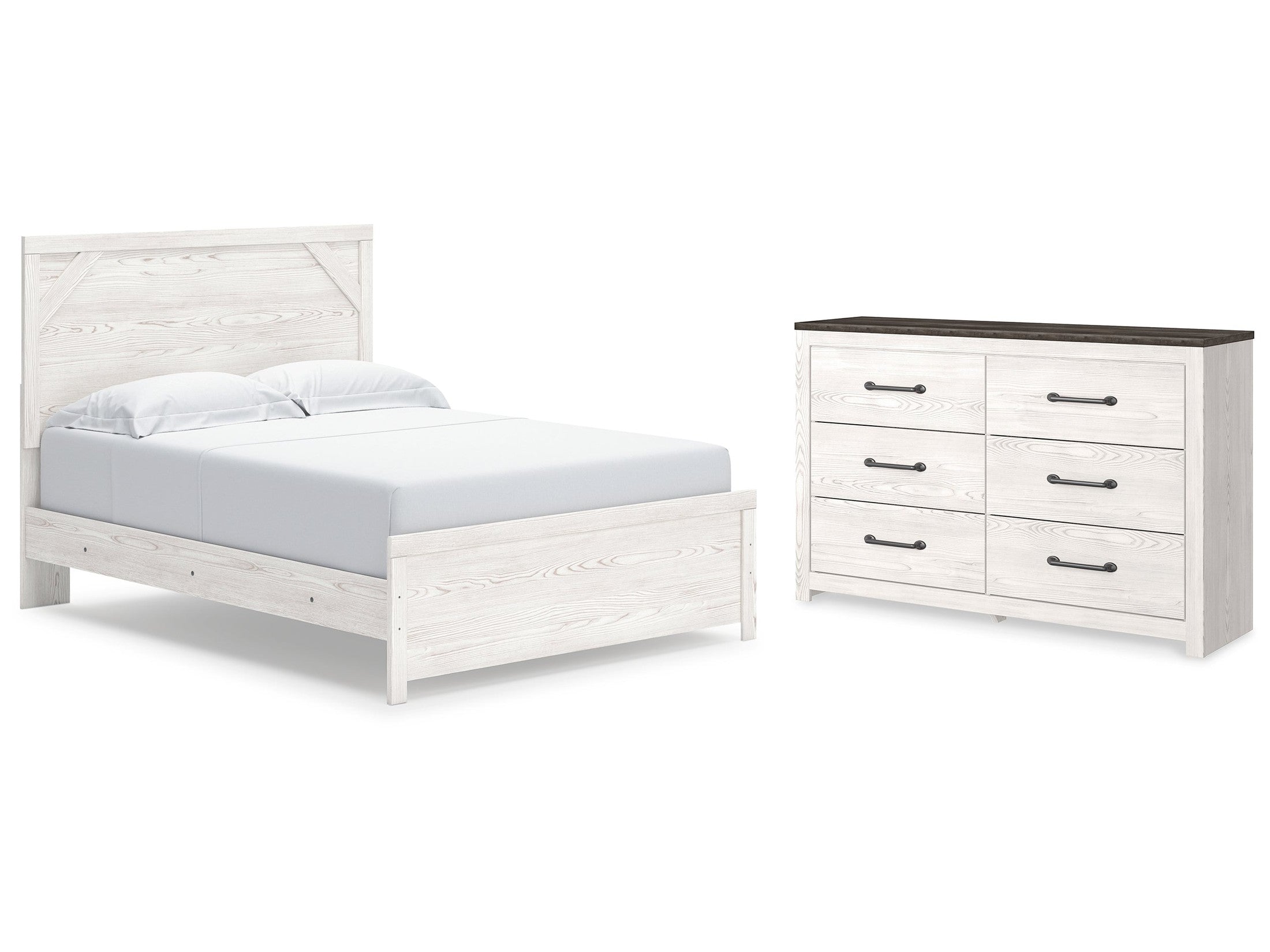 Gerridan White/Gray Queen Panel Bedroom Set with Dresser