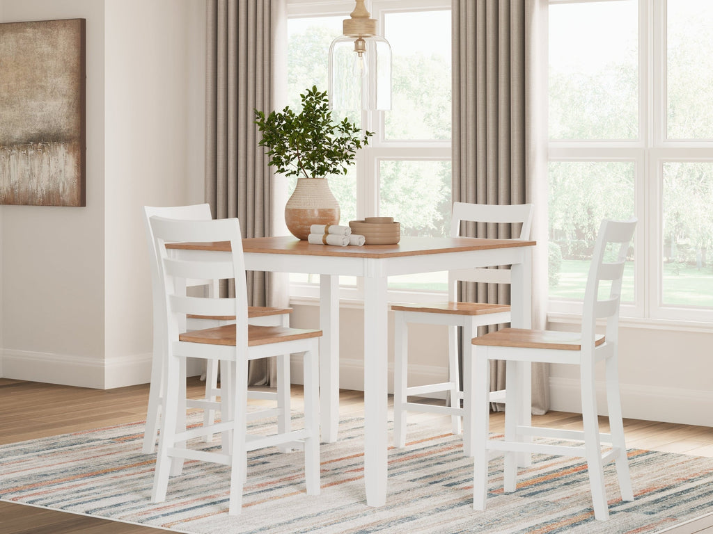 Gesthaven /White Counter Height Dining Table and 4 Barstools, Natural