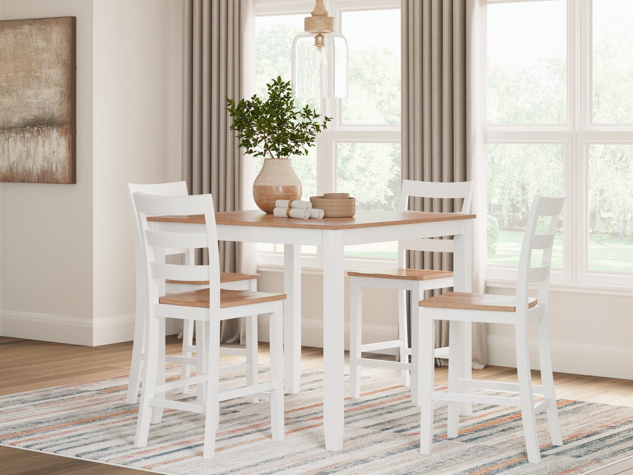 Gesthaven /White Counter Height Dining Table and 4 Barstools, Natural