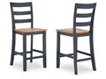 Gesthaven Natural/Blue Counter Height Barstool (Set of 2)