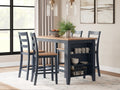 Gesthaven Natural/Blue Counter Height Dining Table and 4 Barstools