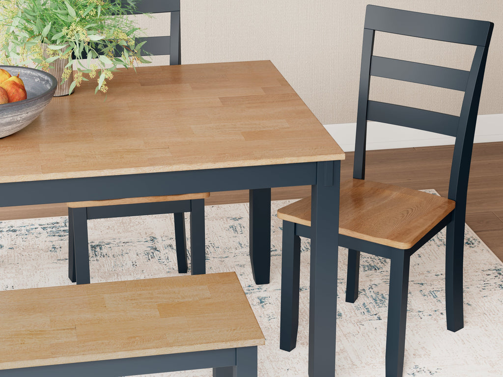 Gesthaven Natural/Blue Dining Table with 4 Chairs and Bench (Set of 6)