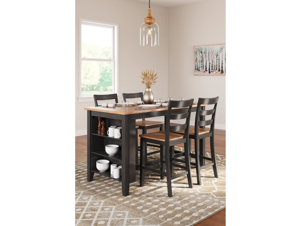 Gesthaven Natural/Brown Counter Height Dining Table and 4 Barstools