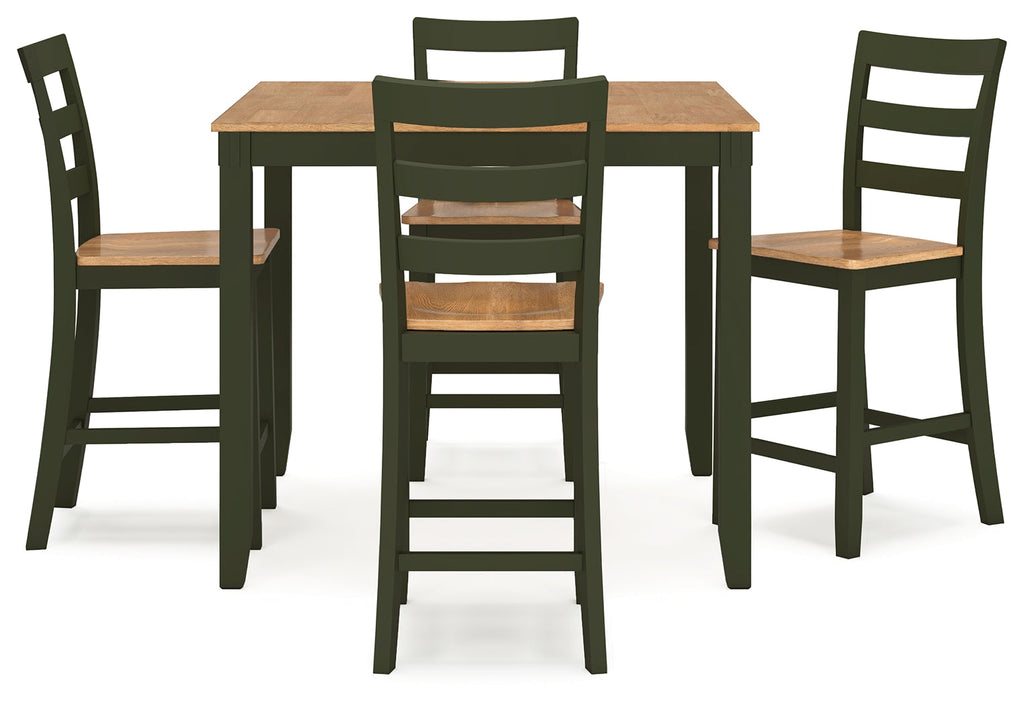 Gesthaven /Green Counter Height Dining Table and 4 Barstools, Natural