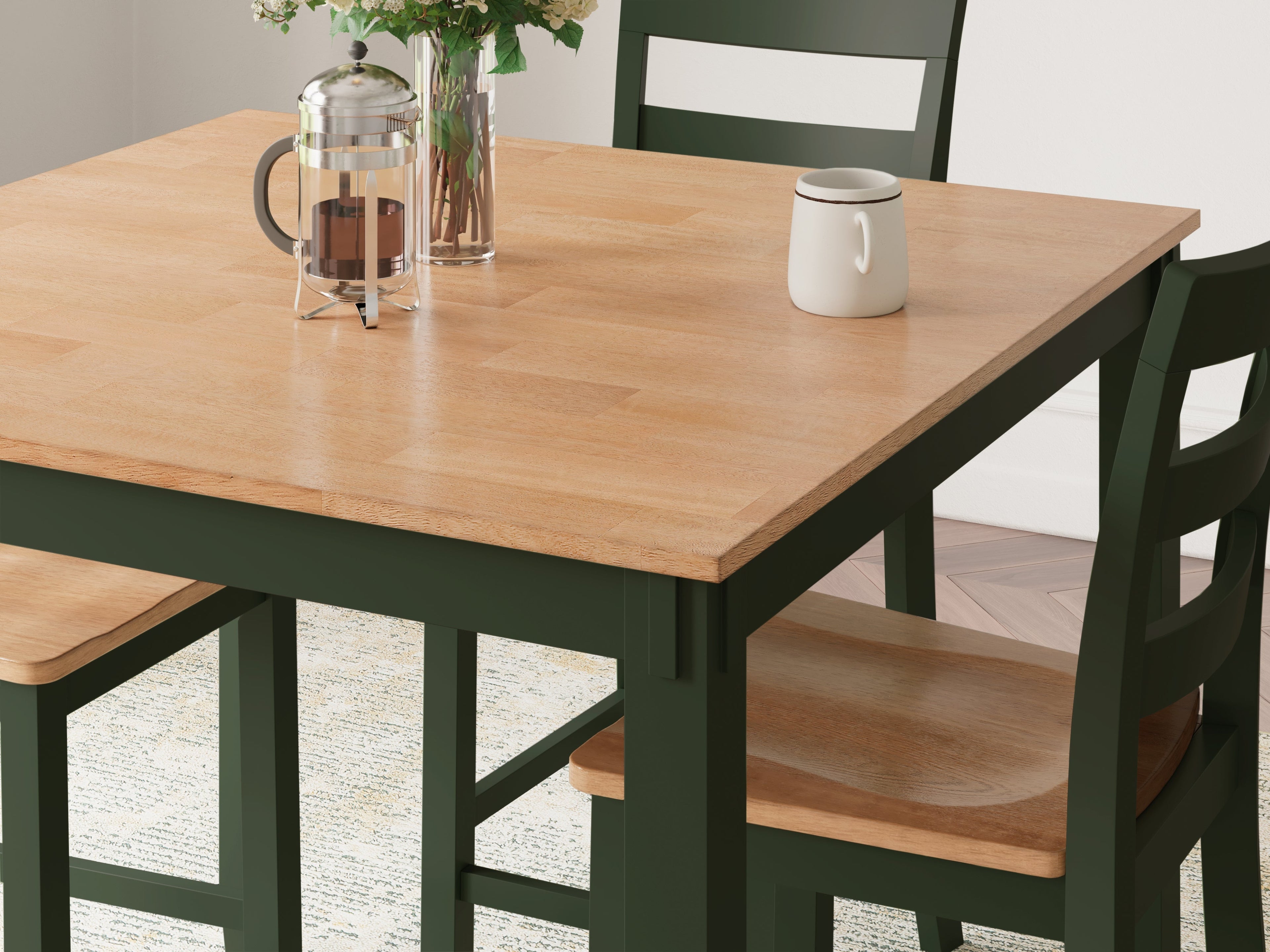 Gesthaven /Green Counter Height Dining Table and 4 Barstools, Natural