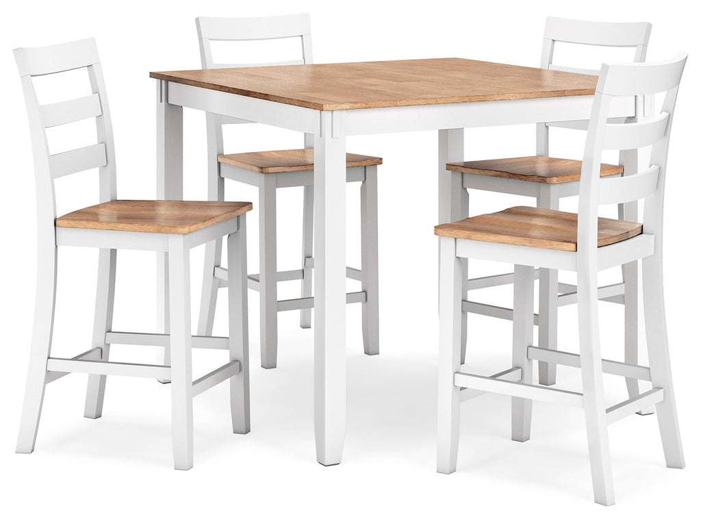 Gesthaven /White Counter Height Dining Table and 4 Barstools, Natural