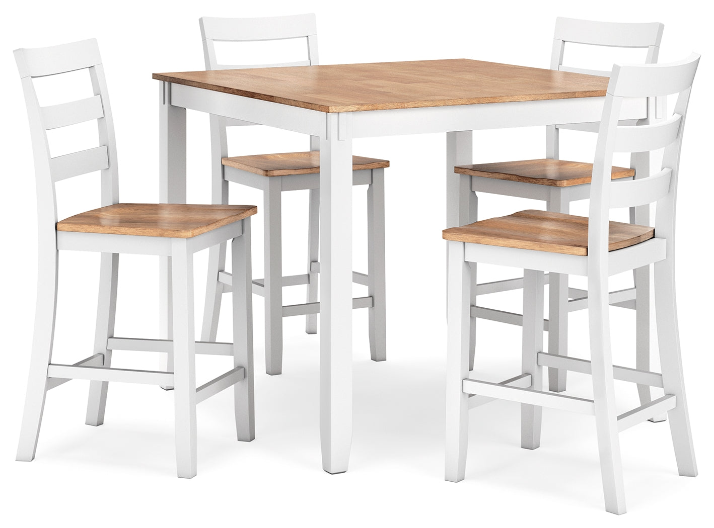 Gesthaven /White Counter Height Dining Table and 4 Barstools, Natural