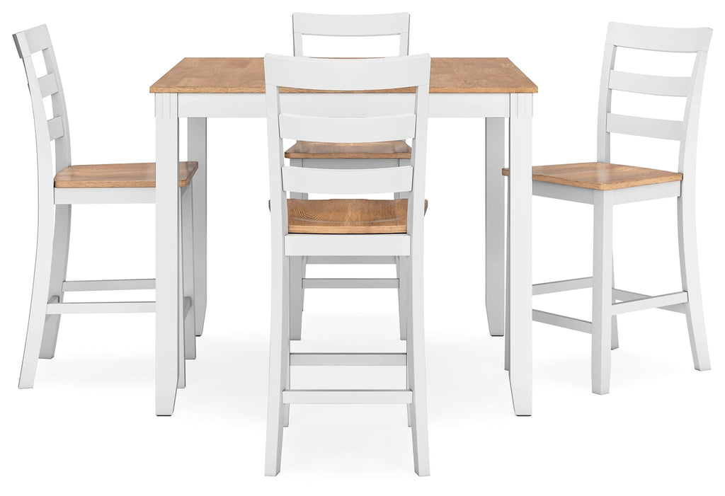 Gesthaven /White Counter Height Dining Table and 4 Barstools, Natural