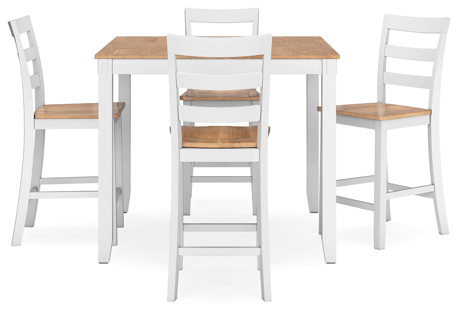 Gesthaven /White Counter Height Dining Table and 4 Barstools, Natural