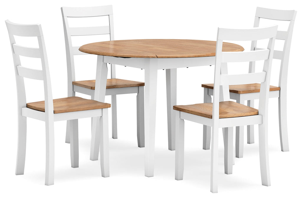 Gesthaven Natural/White Dining Table and 4 Chairs
