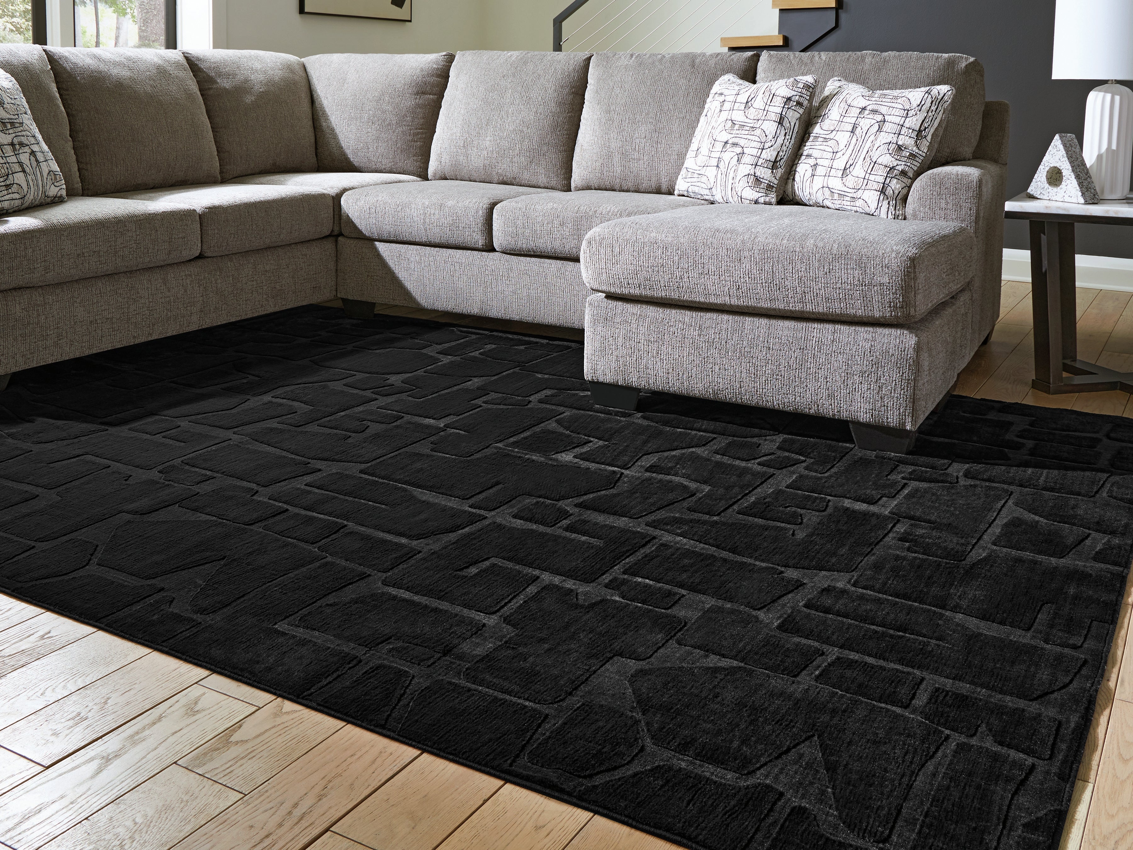 Gibbswell Black Washable Large Rug