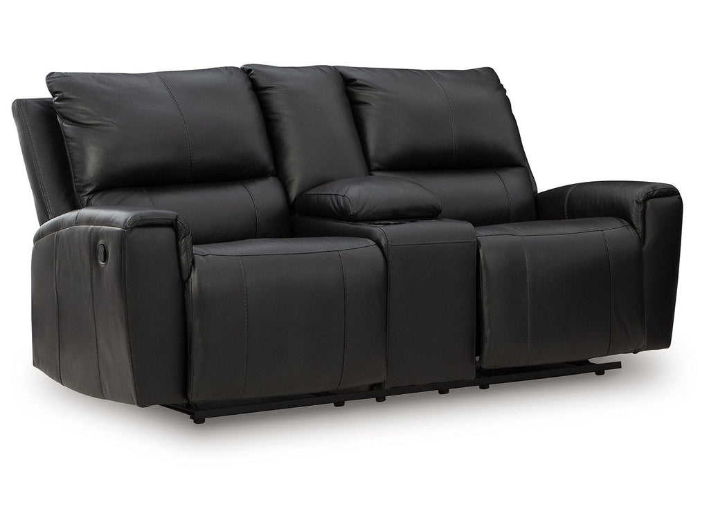 Glossmore Black DBL Rec Loveseat w/Console