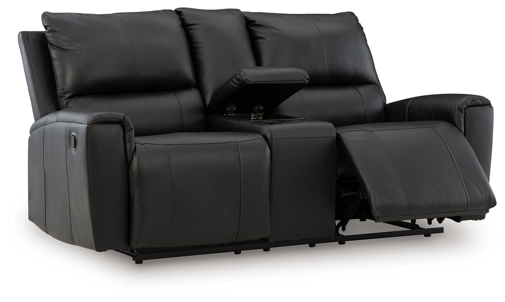 Glossmore Black DBL Rec Loveseat w/Console