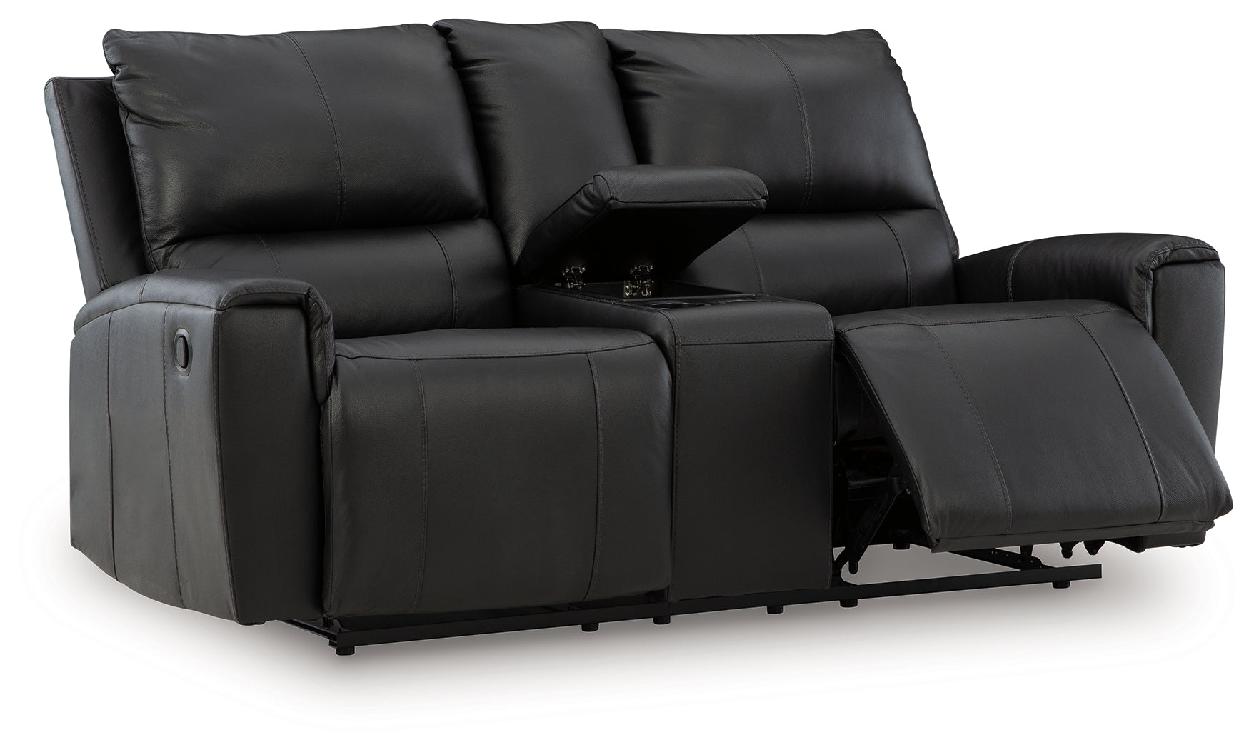 Glossmore Black DBL Rec Loveseat w/Console