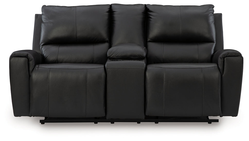 Glossmore Black DBL Rec Loveseat w/Console