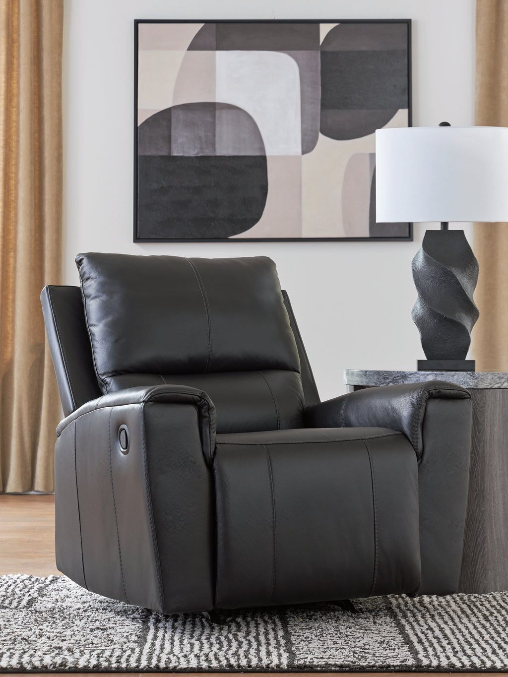 Glossmore Black Rocker Recliner