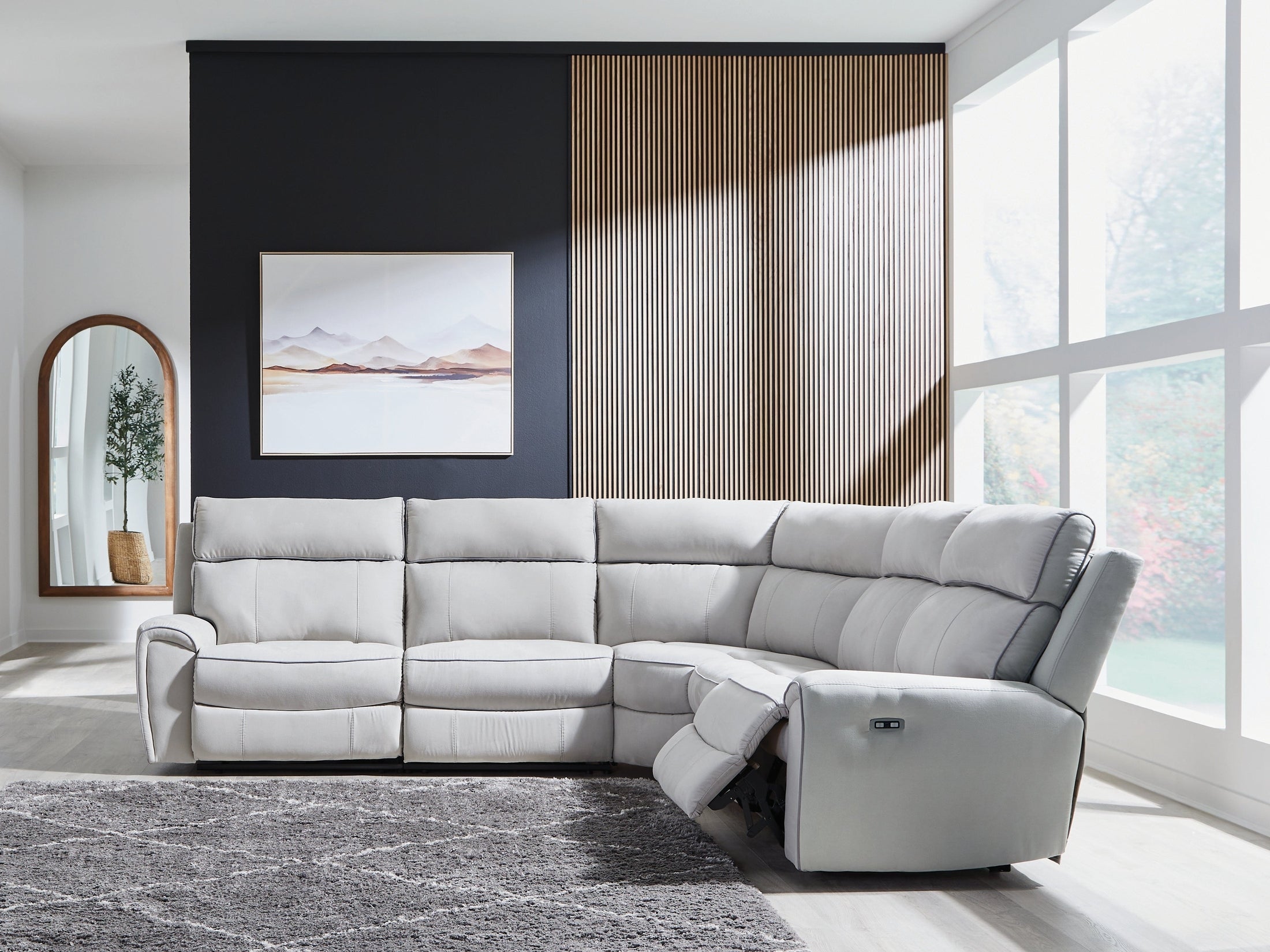 Grafton Pike Pearl/Ash 5-Piece Dual Power Reclining Modular Sectional