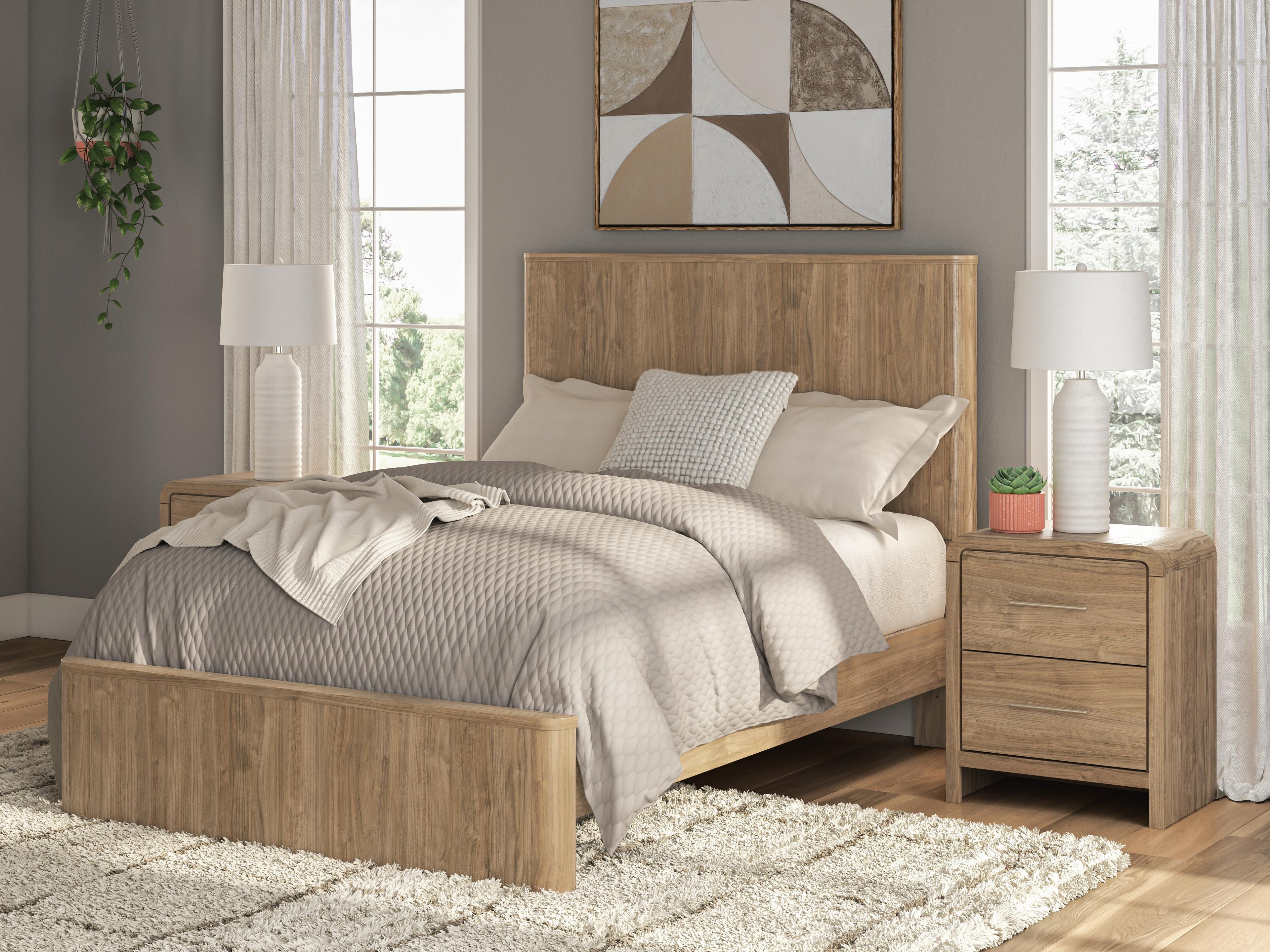 Gramburg Warm Natural Brown Full Panel Platform Bed