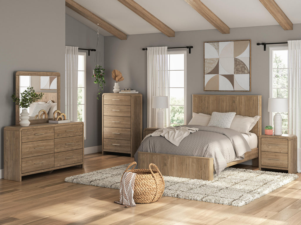 Gramburg Warm Natural Brown Full Panel Platform Bed