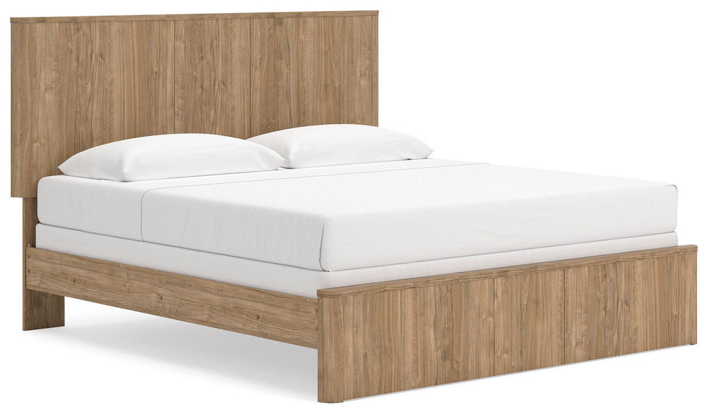Gramburg Warm Natural Brown King Panel Bed