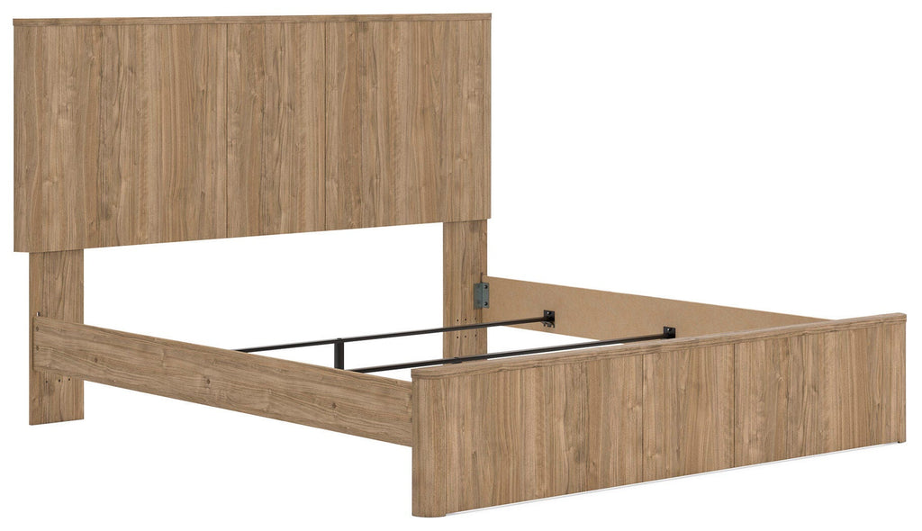 Gramburg Warm Natural Brown King Panel Bed