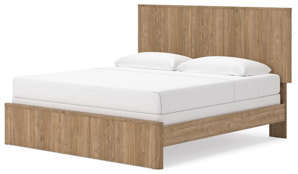Gramburg Warm Natural Brown King Panel Bed