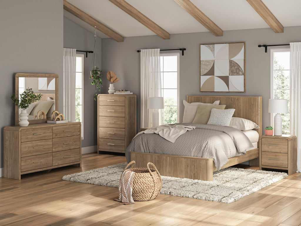 Gramburg Warm Natural Brown Queen Panel Bed