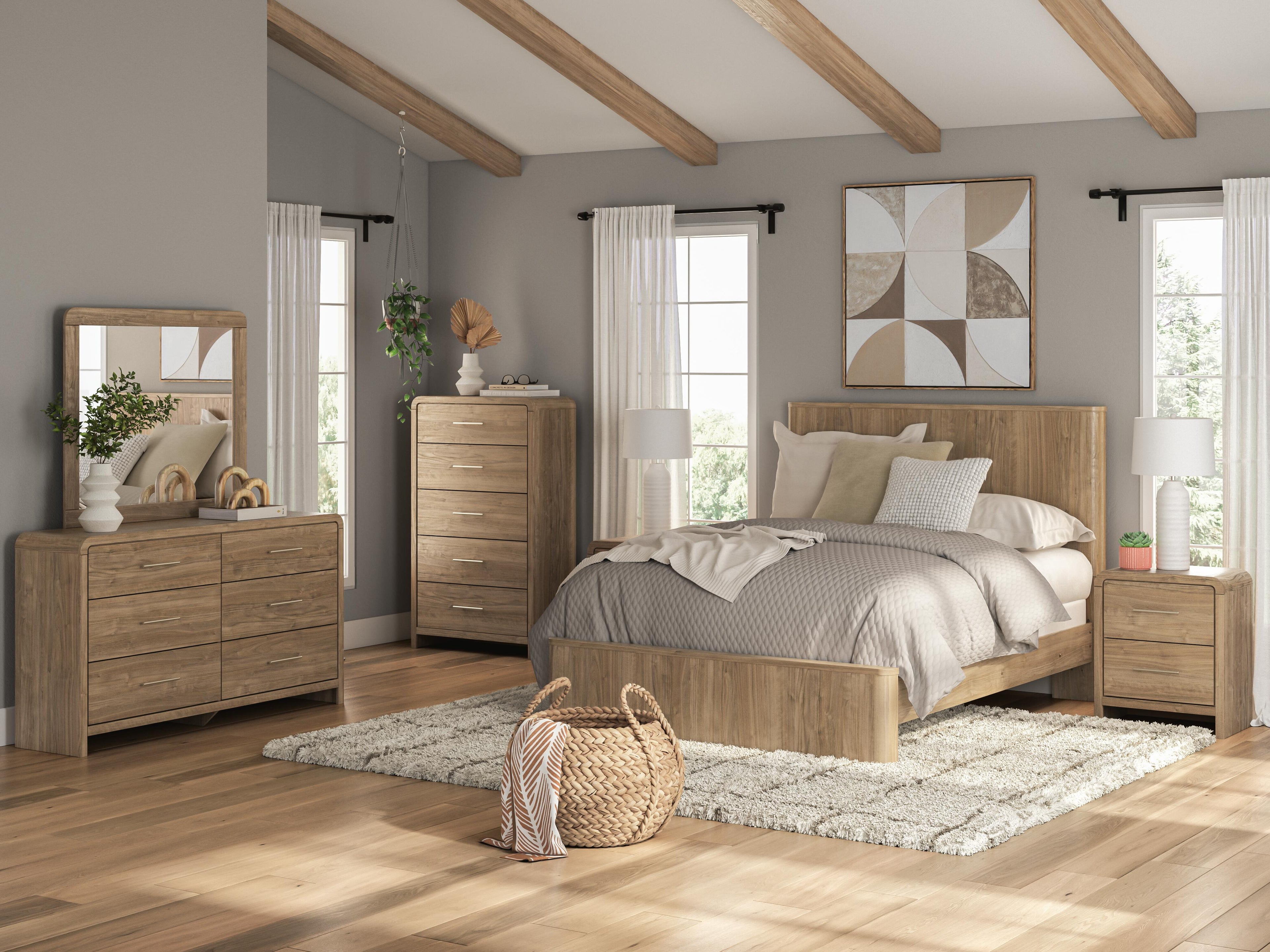 Gramburg Warm Natural Brown Queen Panel Bed