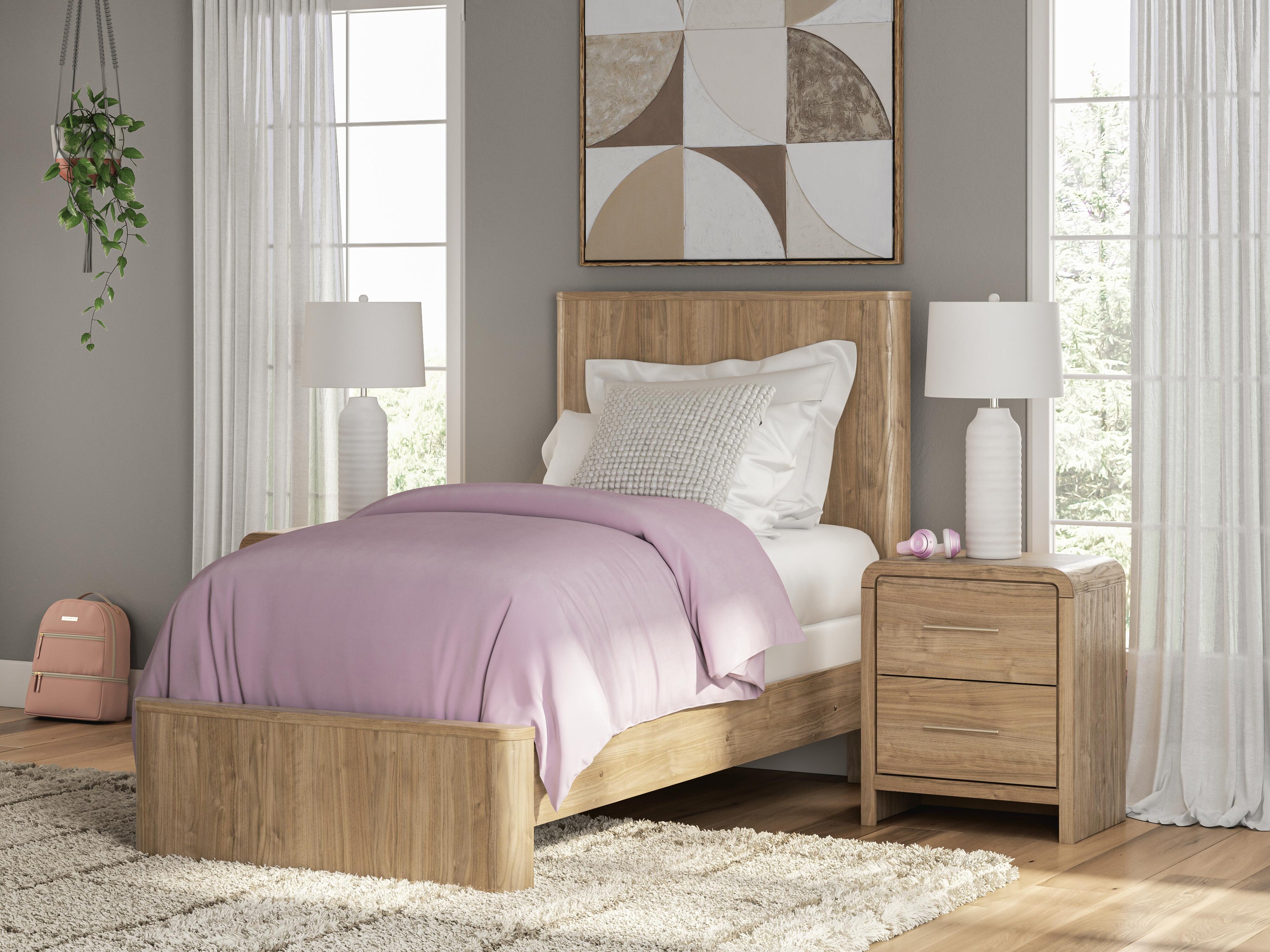 Gramburg Warm Natural Brown Twin Panel Bed