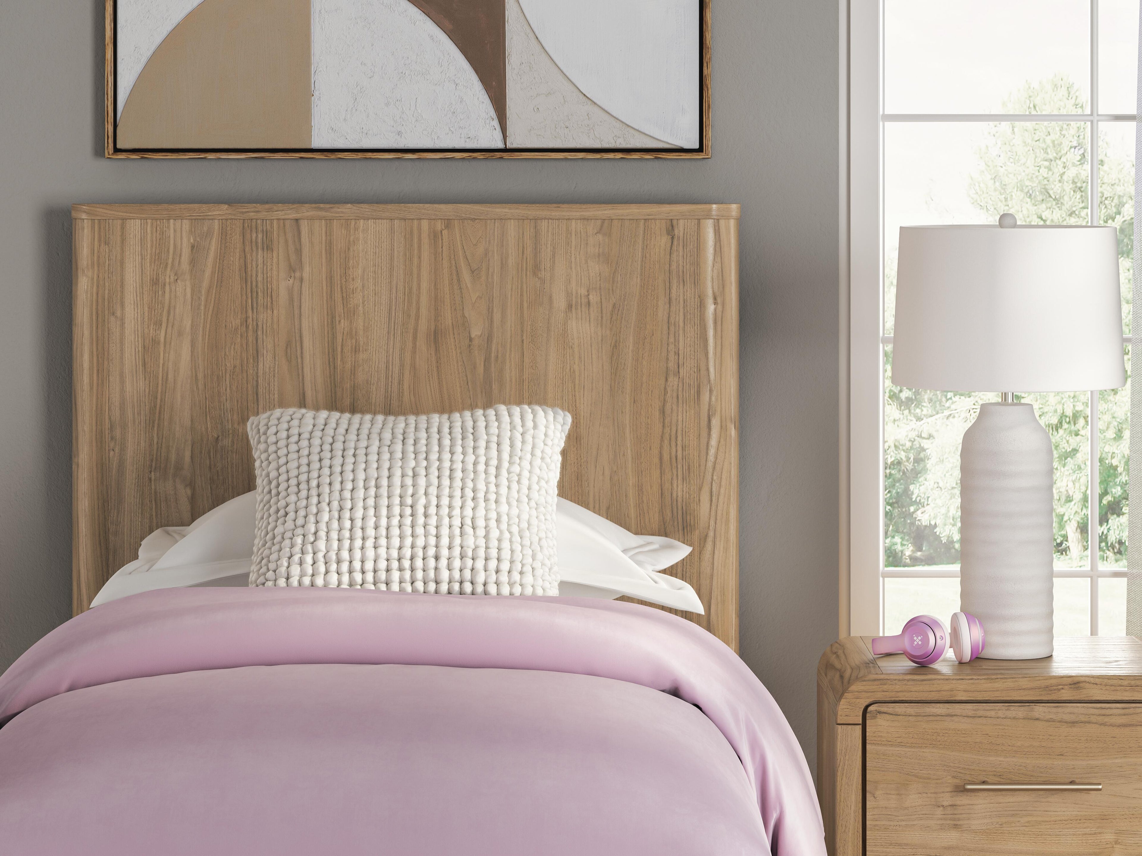 Gramburg Warm Natural Brown Twin Panel Bed