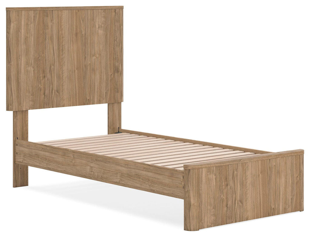 Gramburg Warm Natural Brown Twin Panel Platform Bed