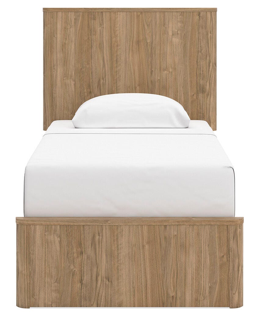 Gramburg Warm Natural Brown Twin Panel Platform Bed