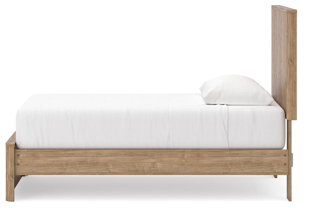 Gramburg Warm Natural Brown Twin Panel Platform Bed