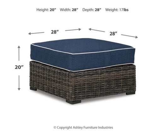 Grasson Lane Outdoor Ottoman w/ Cushion
