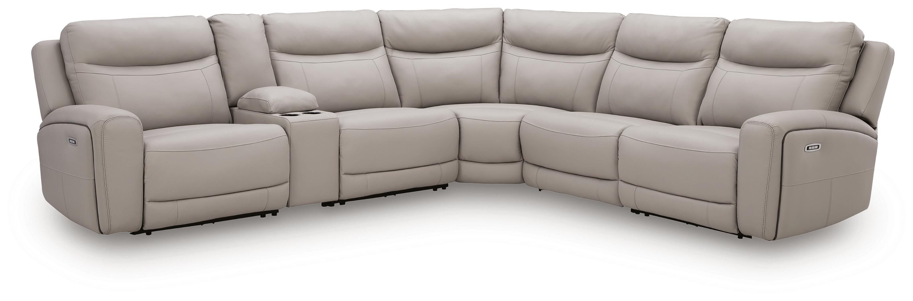 Gravier Gray 6-Piece Power Reclining Sectional with Storage Console