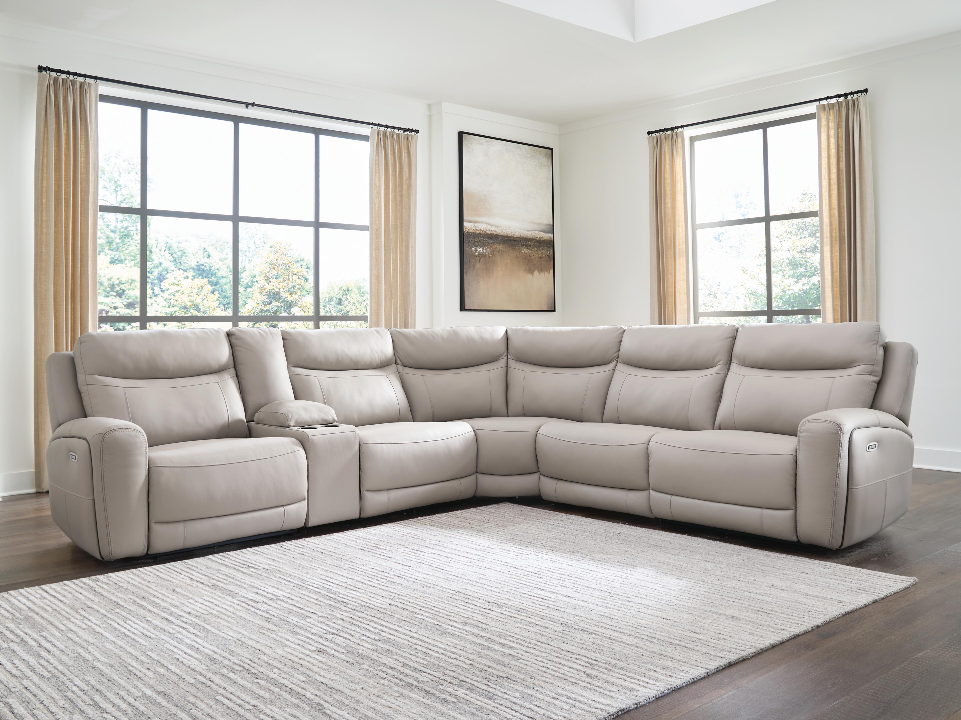 Gravier Gray 6-Piece Power Reclining Sectional with Storage Console