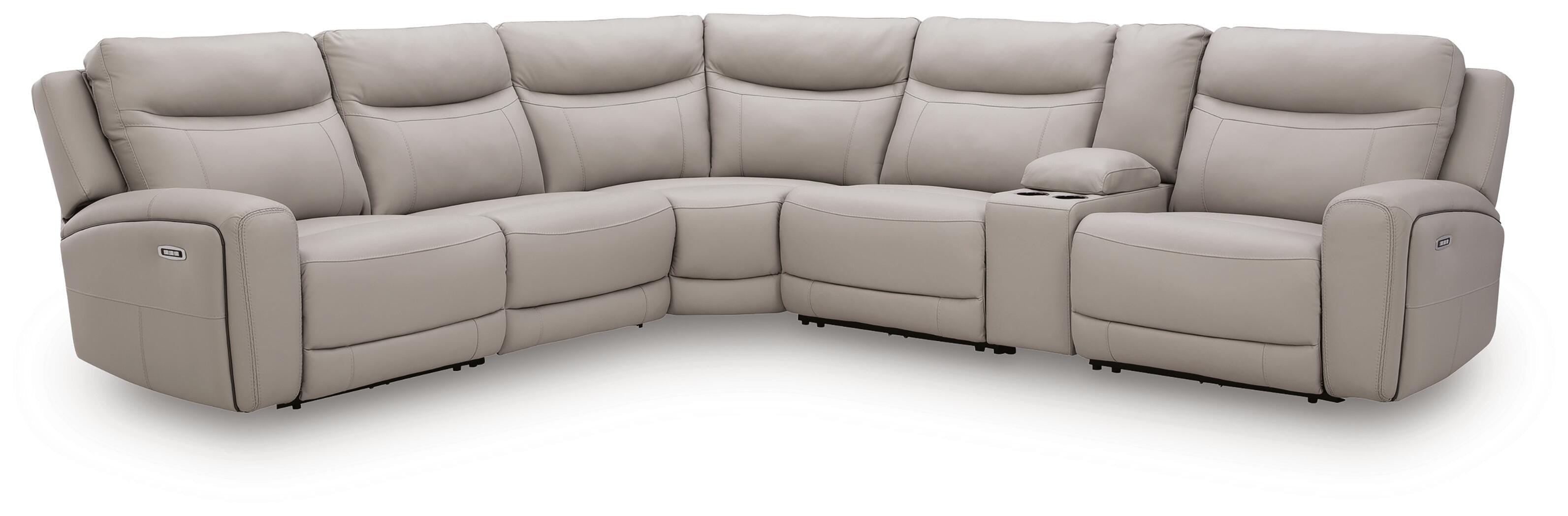 Gravier Gray 6-Piece Power Reclining Sectional with Storage Console