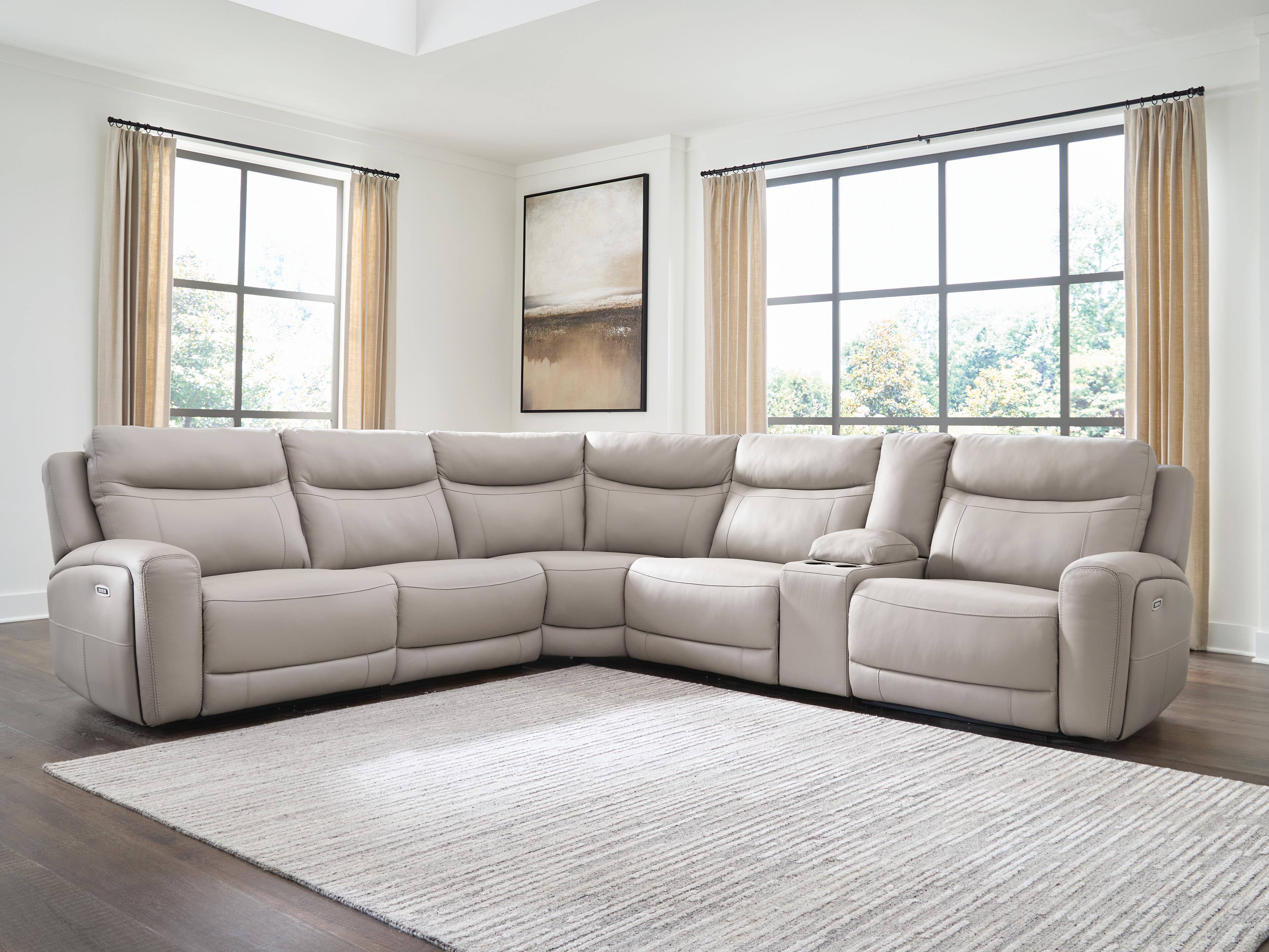 Gravier Gray 6-Piece Power Reclining Sectional with Storage Console