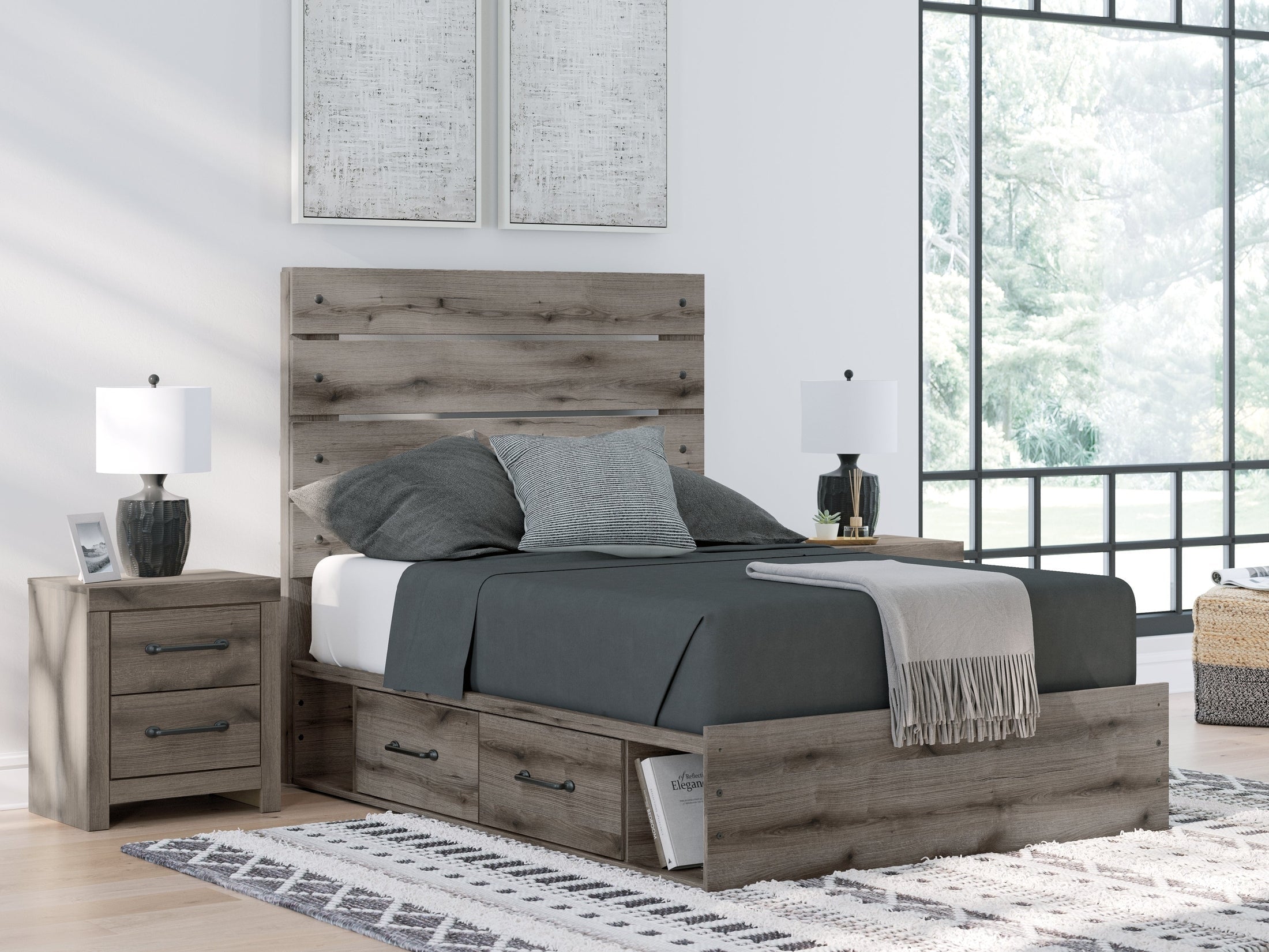 Graystorm Brown Gray Full Panel Youth Bed w/Storage