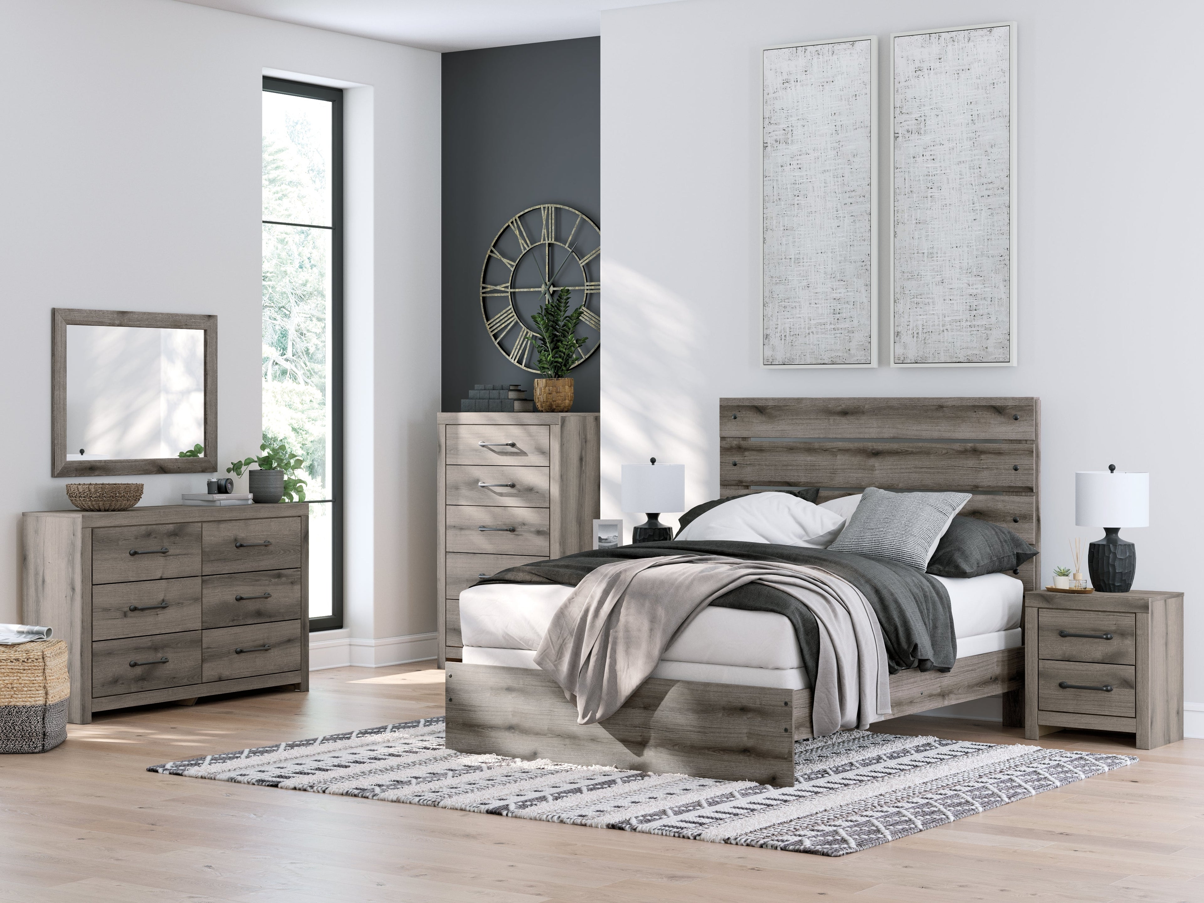 Graystorm Brown Gray Queen Panel Bed