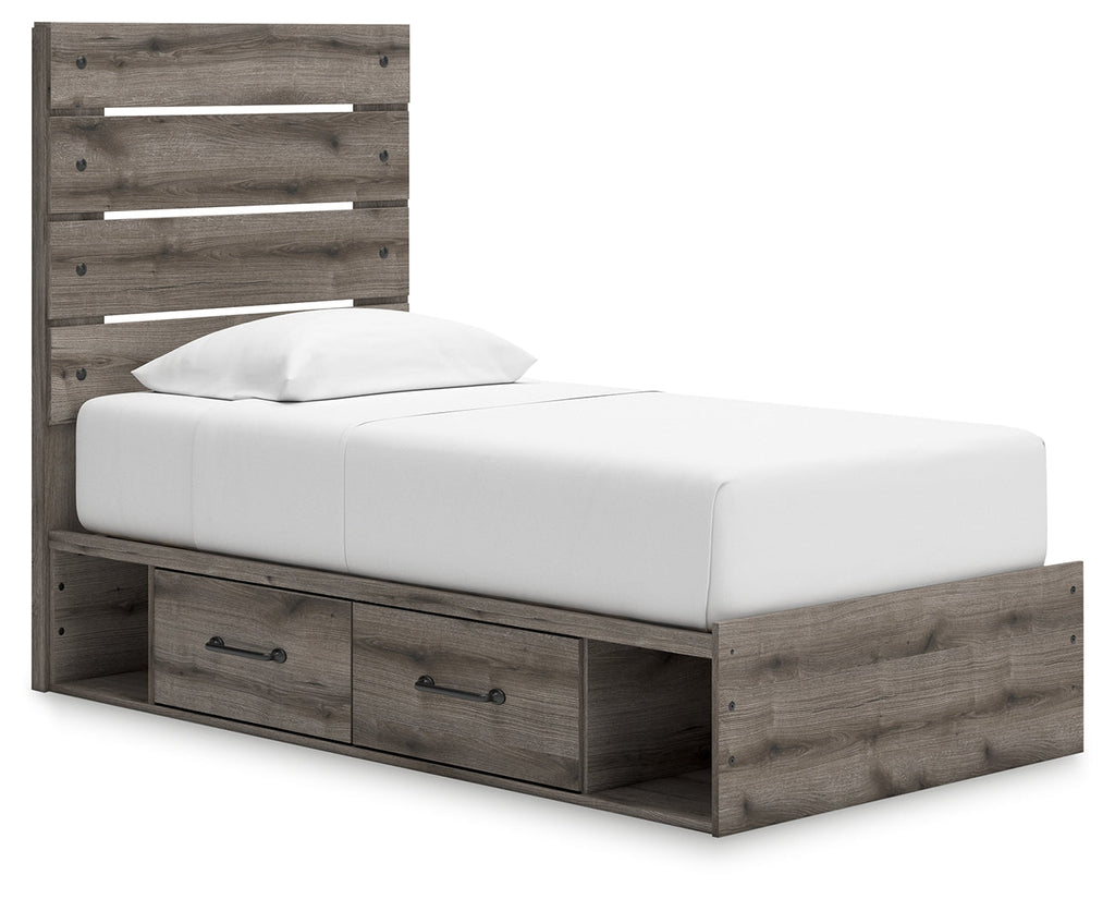 Graystorm Brown Gray Twin Panel Storage Youth Bed